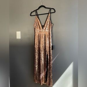 Rose Gold Sequin Midi Dress